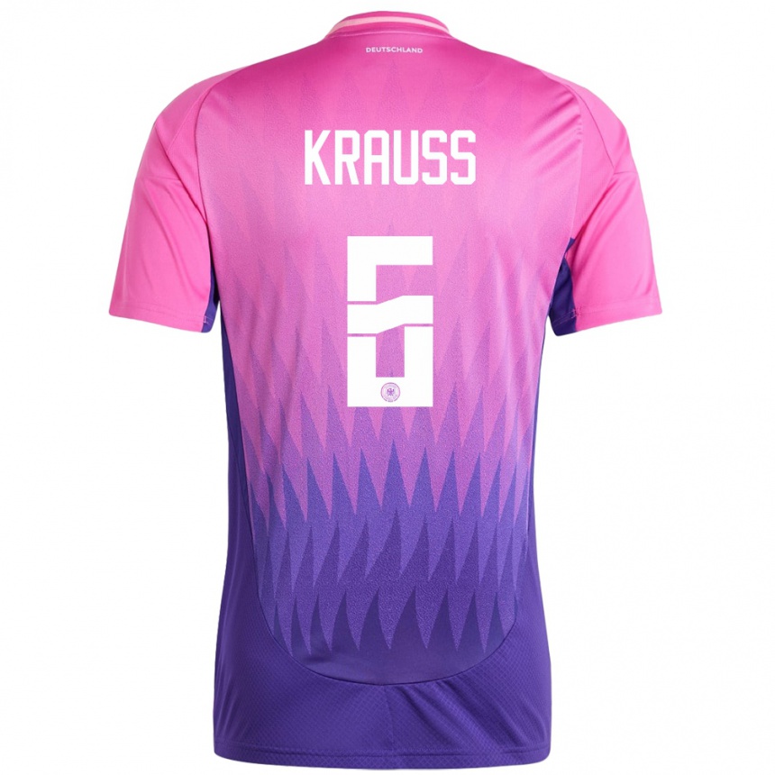 Kids Football Germany Tom Kraub #6 Pink Purple Away Jersey 24-26 T-Shirt Za