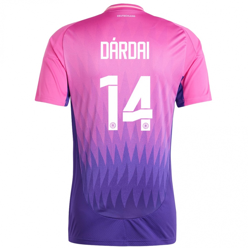 Kids Football Germany Marton Dardai #14 Pink Purple Away Jersey 24-26 T-Shirt Za