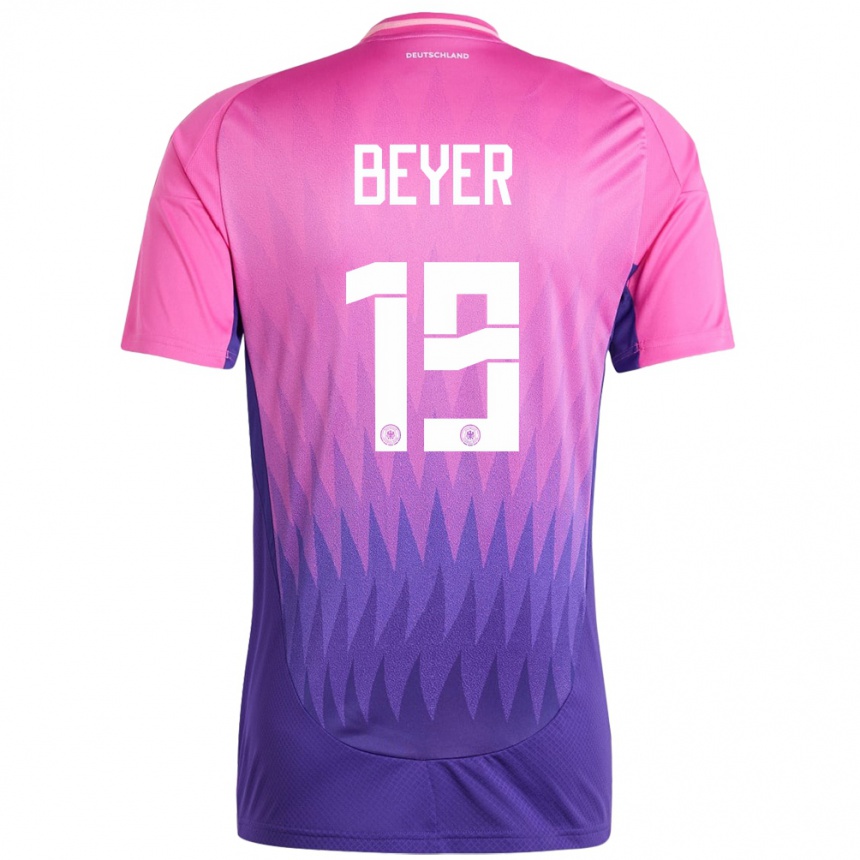 Kids Football Germany Jordan Beyer #19 Pink Purple Away Jersey 24-26 T-Shirt Za