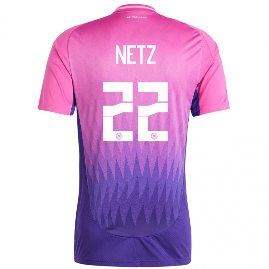 Kids Football Germany Luca Netz #22 Pink Purple Away Jersey 24-26 T-Shirt Za