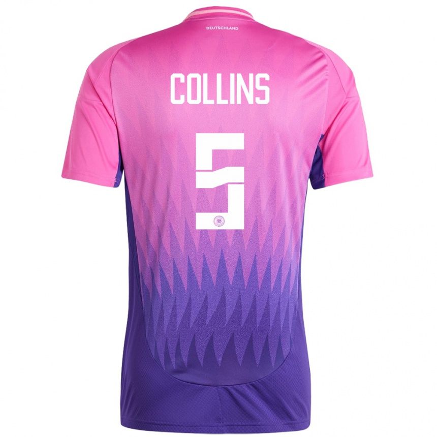 Kids Football Germany Nnamdi Collins #5 Pink Purple Away Jersey 24-26 T-Shirt Za