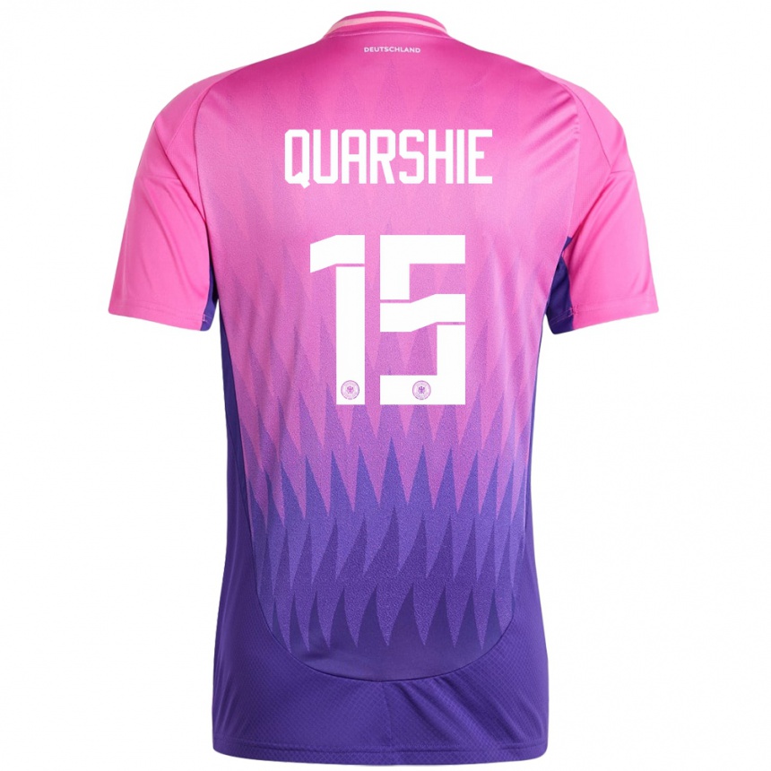 Kids Football Germany Joshua Quarshie #15 Pink Purple Away Jersey 24-26 T-Shirt Za