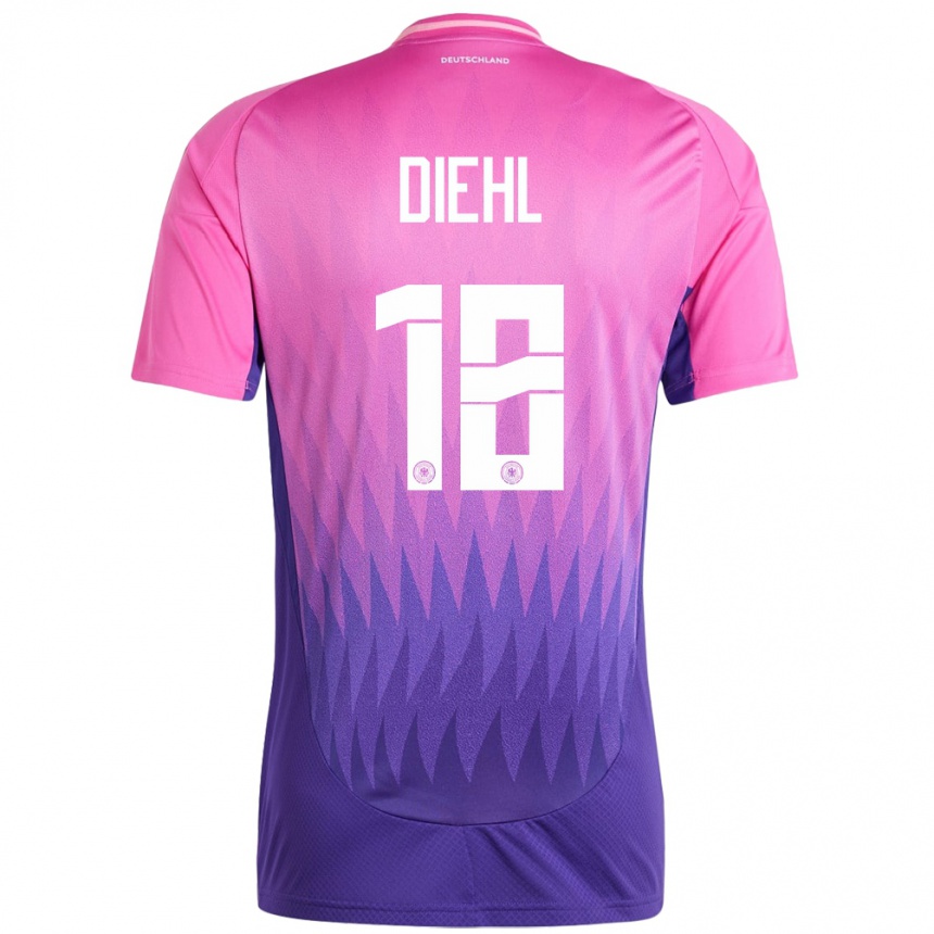 Kids Football Germany Justin Diehl #18 Pink Purple Away Jersey 24-26 T-Shirt Za