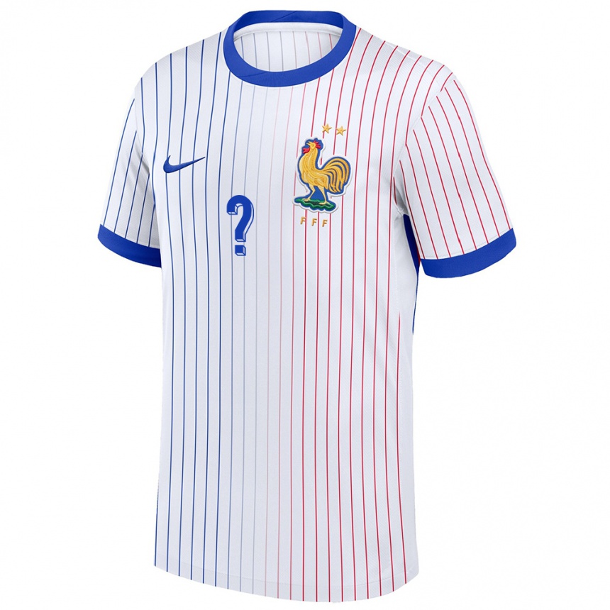 Kids Football France Your Name #0 White Away Jersey 24-26 T-Shirt Za