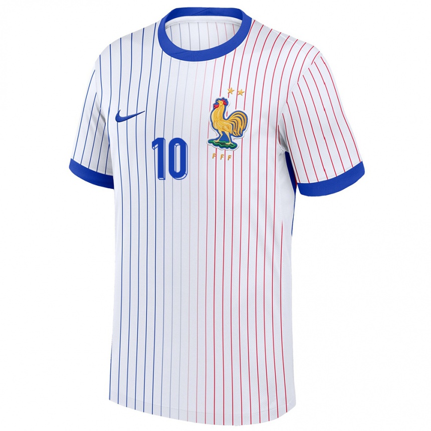 Kids Football France Rayan Cherki #10 White Away Jersey 24-26 T-Shirt Za