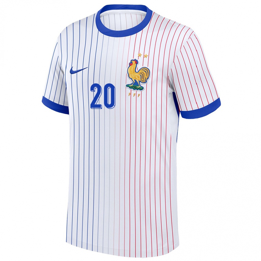 Kids Football France Ousmane Camara #20 White Away Jersey 24-26 T-Shirt Za