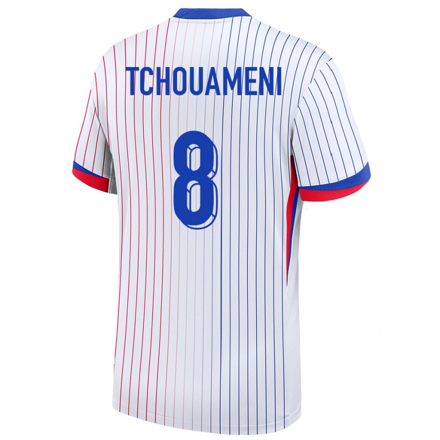 Kids Football France Aurelien Tchouameni #8 White Away Jersey 24-26 T-Shirt Za