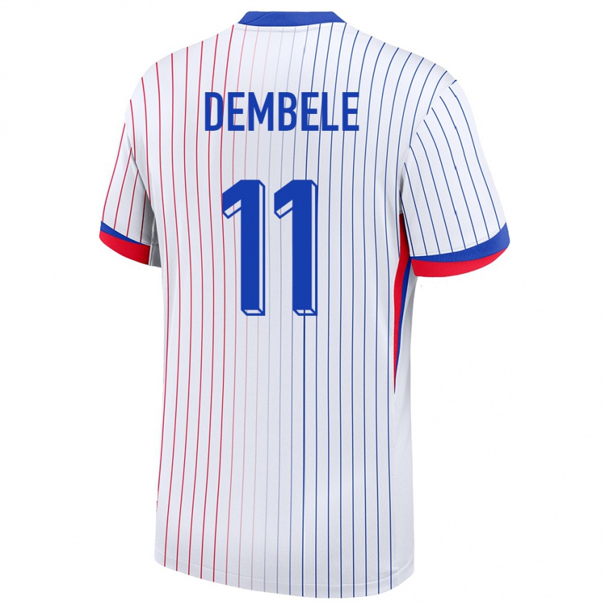 Kids Football France Ousmane Dembele #11 White Away Jersey 24-26 T-Shirt Za