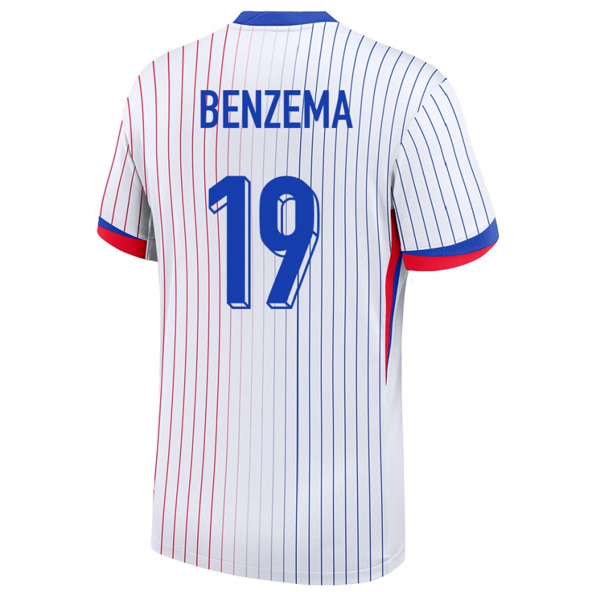 Kids Football France Karim Benzema #19 White Away Jersey 24-26 T-Shirt Za