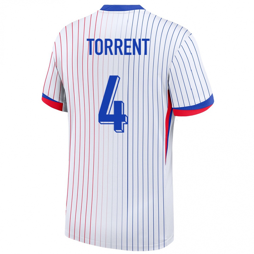 Kids Football France Marion Torrent #4 White Away Jersey 24-26 T-Shirt Za