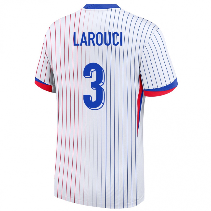 Kids Football France Yasser Larouci #3 White Away Jersey 24-26 T-Shirt Za