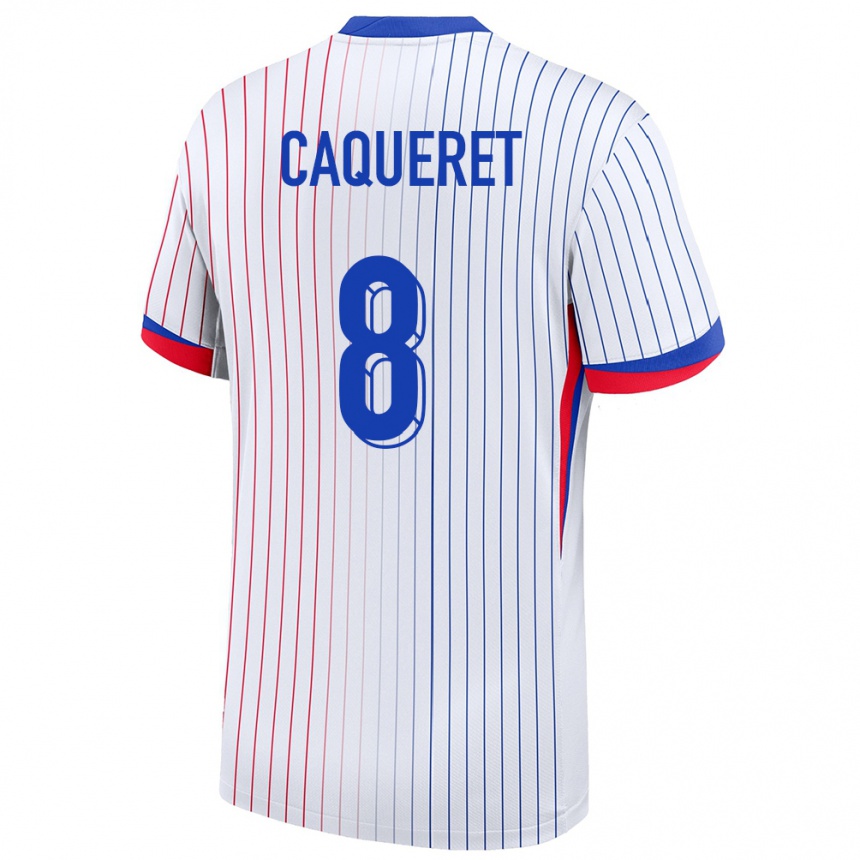 Kids Football France Maxence Caqueret #8 White Away Jersey 24-26 T-Shirt Za