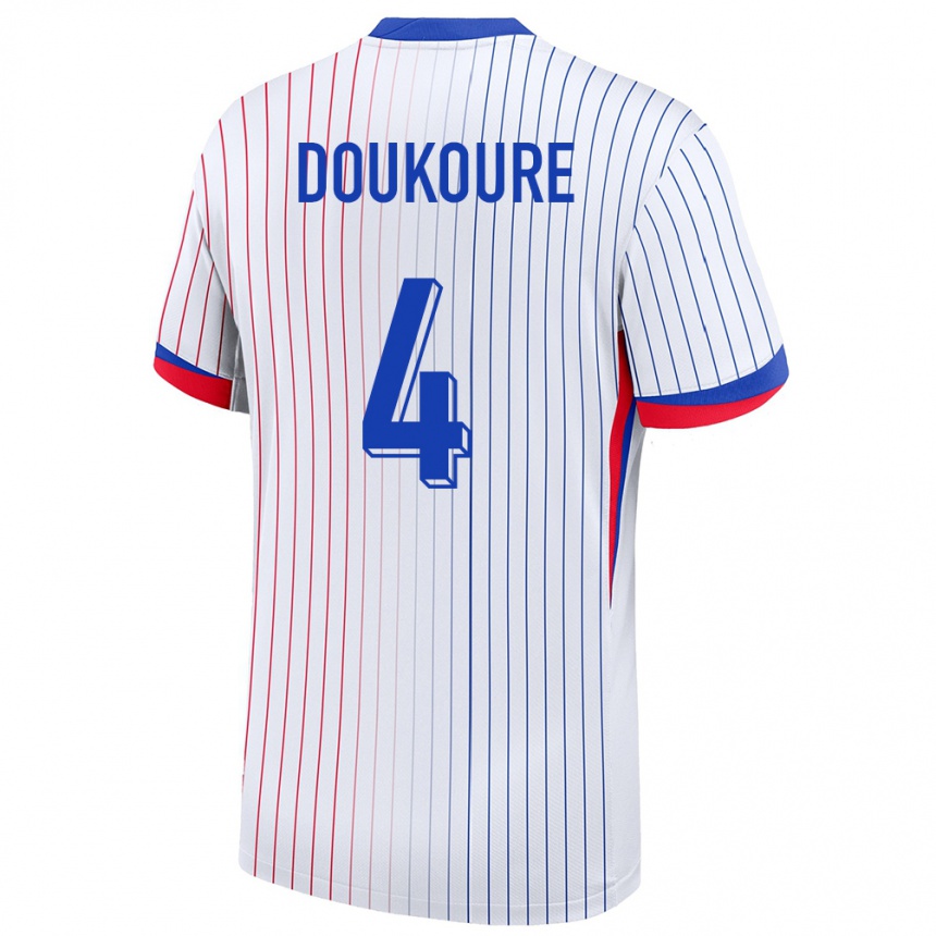 Kids Football France Ismael Doukoure #4 White Away Jersey 24-26 T-Shirt Za