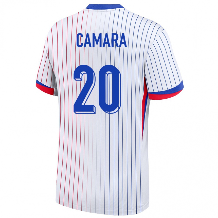 Kids Football France Ousmane Camara #20 White Away Jersey 24-26 T-Shirt Za