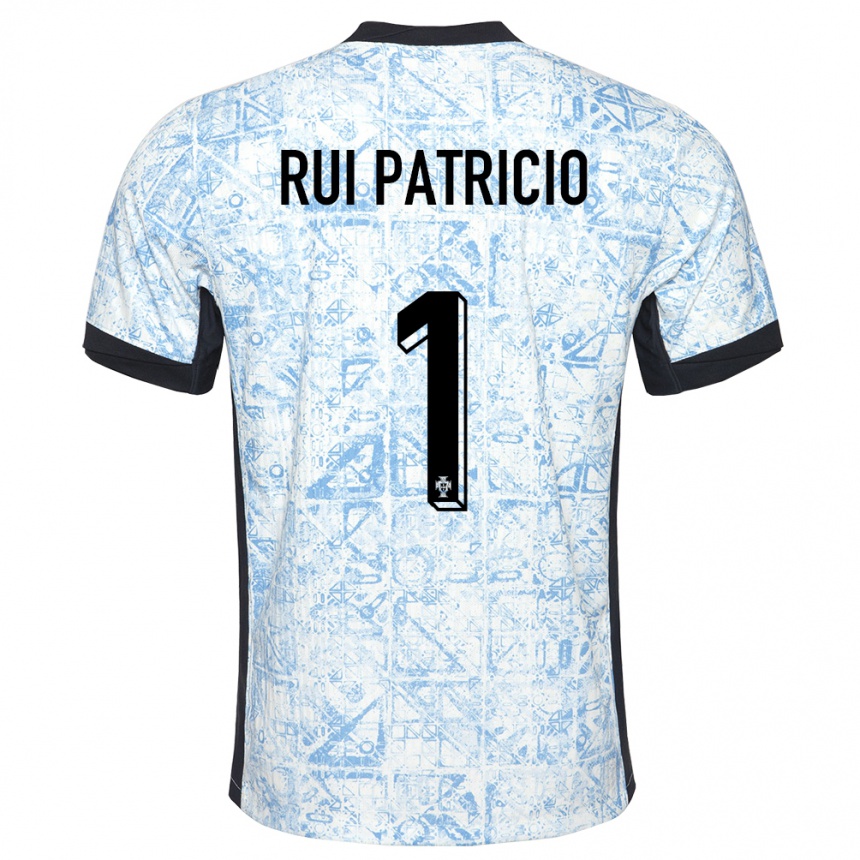 Kids Football Portugal Rui Patricio #1 Cream Blue Away Jersey 24-26 T-Shirt Za