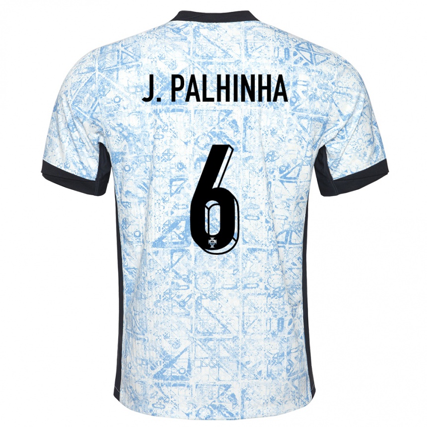 Kids Football Portugal Joao Palhinha #6 Cream Blue Away Jersey 24-26 T-Shirt Za