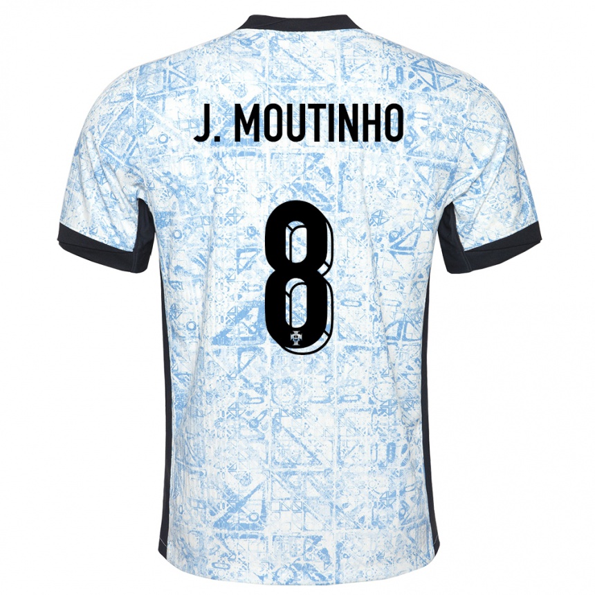 Kids Football Portugal Joao Moutinho #8 Cream Blue Away Jersey 24-26 T-Shirt Za