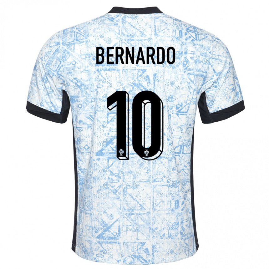 Kids Football Portugal Bernardo Silva #10 Cream Blue Away Jersey 24-26 T-Shirt Za