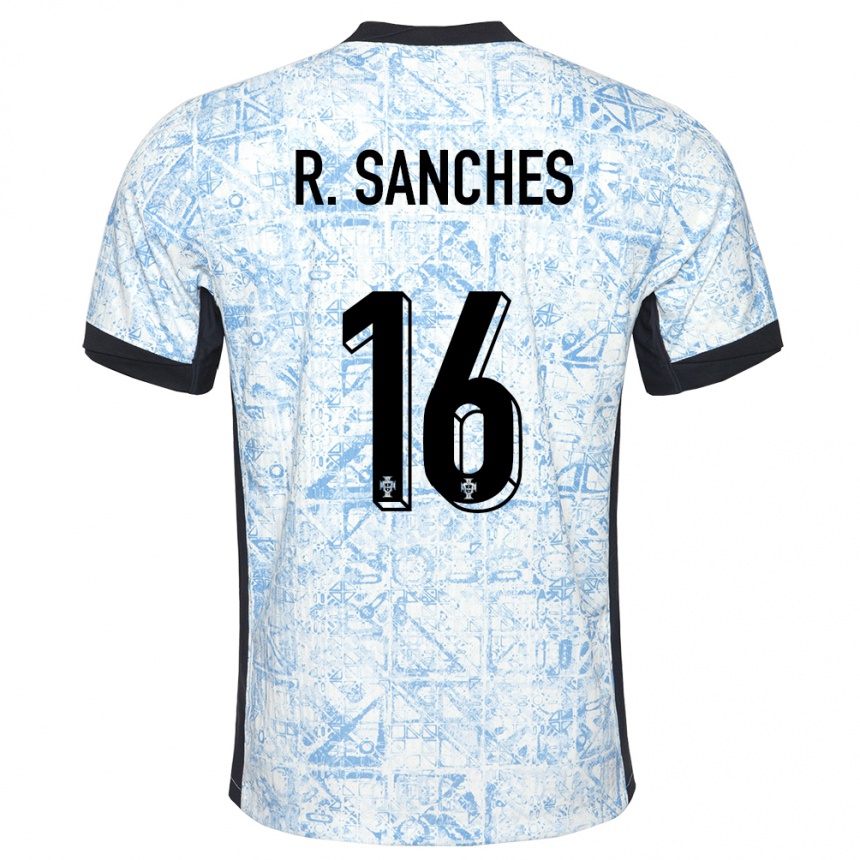 Kids Football Portugal Renato Sanches #16 Cream Blue Away Jersey 24-26 T-Shirt Za