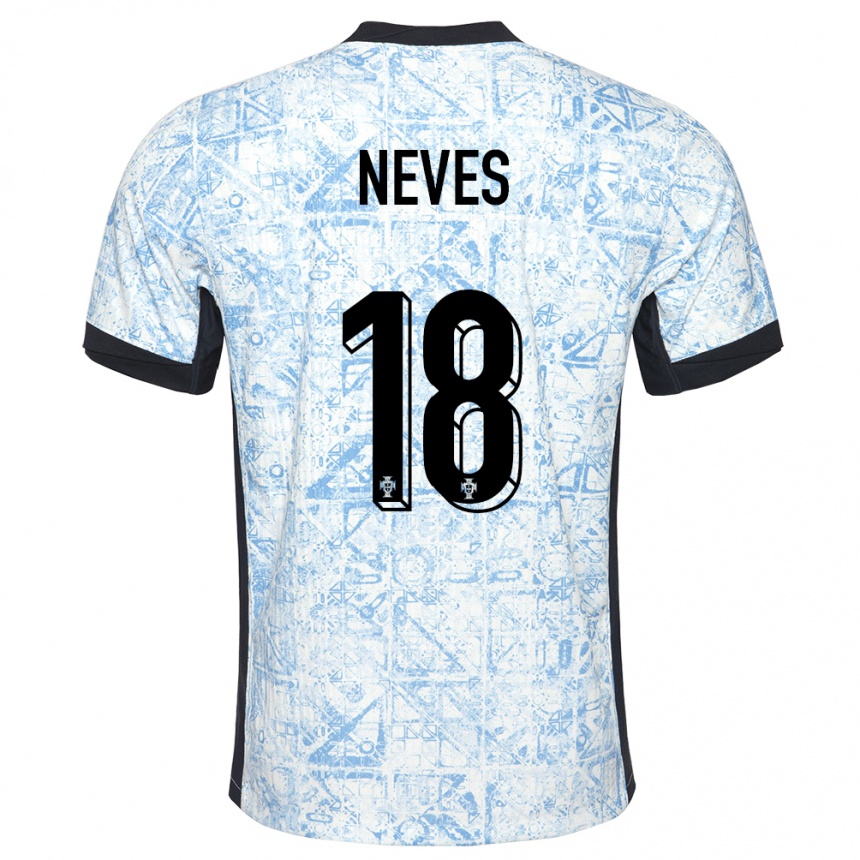 Kids Football Portugal Ruben Neves #18 Cream Blue Away Jersey 24-26 T-Shirt Za