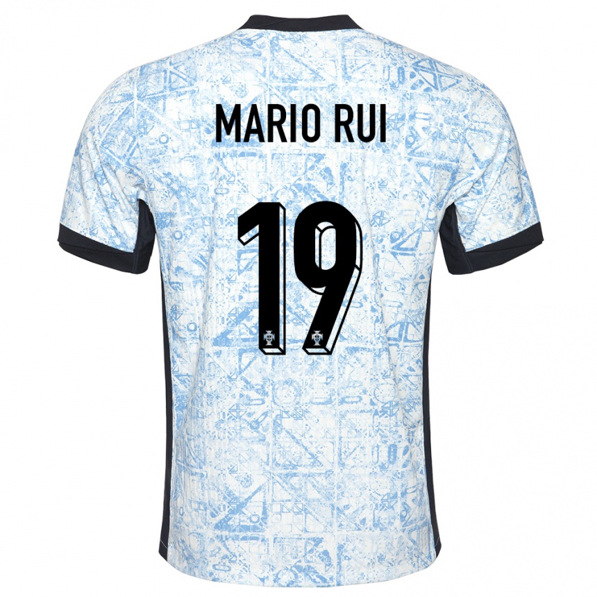 Kids Football Portugal Mario Rui #19 Cream Blue Away Jersey 24-26 T-Shirt Za