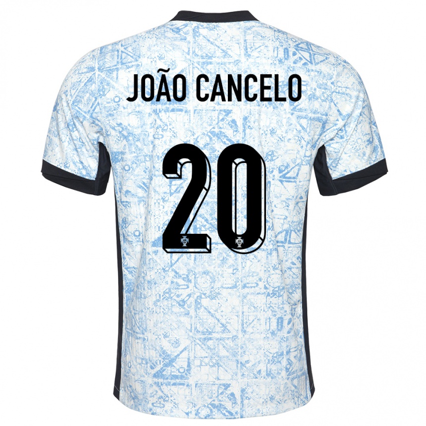 Kids Football Portugal Joao Cancelo #20 Cream Blue Away Jersey 24-26 T-Shirt Za