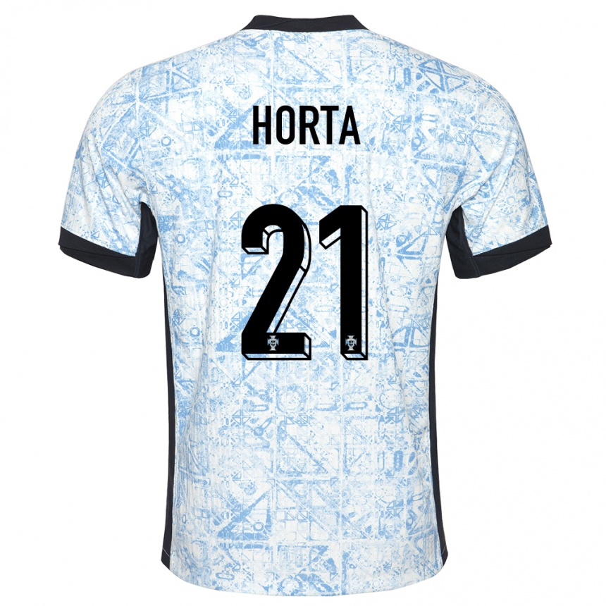 Kids Football Portugal Ricardo Horta #21 Cream Blue Away Jersey 24-26 T-Shirt Za