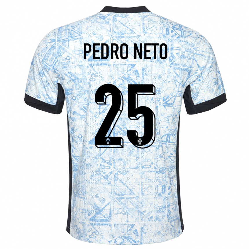 Kids Football Portugal Pedro Neto #25 Cream Blue Away Jersey 24-26 T-Shirt Za