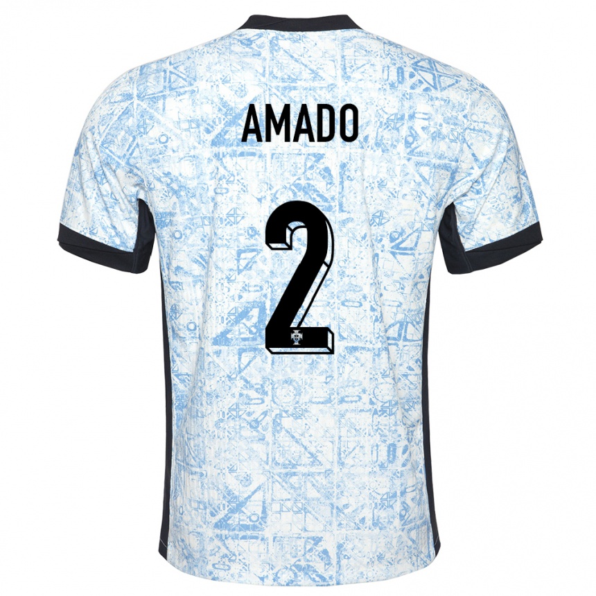 Kids Football Portugal Catarina Amado #2 Cream Blue Away Jersey 24-26 T-Shirt Za