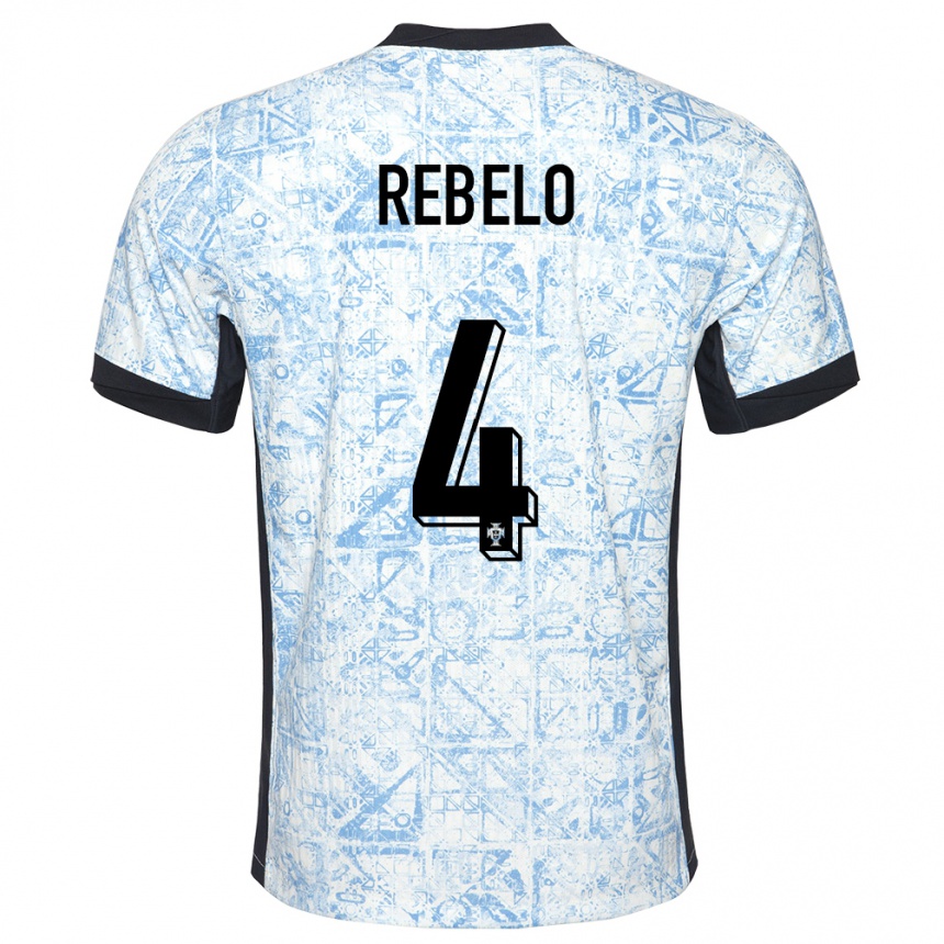 Kids Football Portugal Silvia Rebelo #4 Cream Blue Away Jersey 24-26 T-Shirt Za