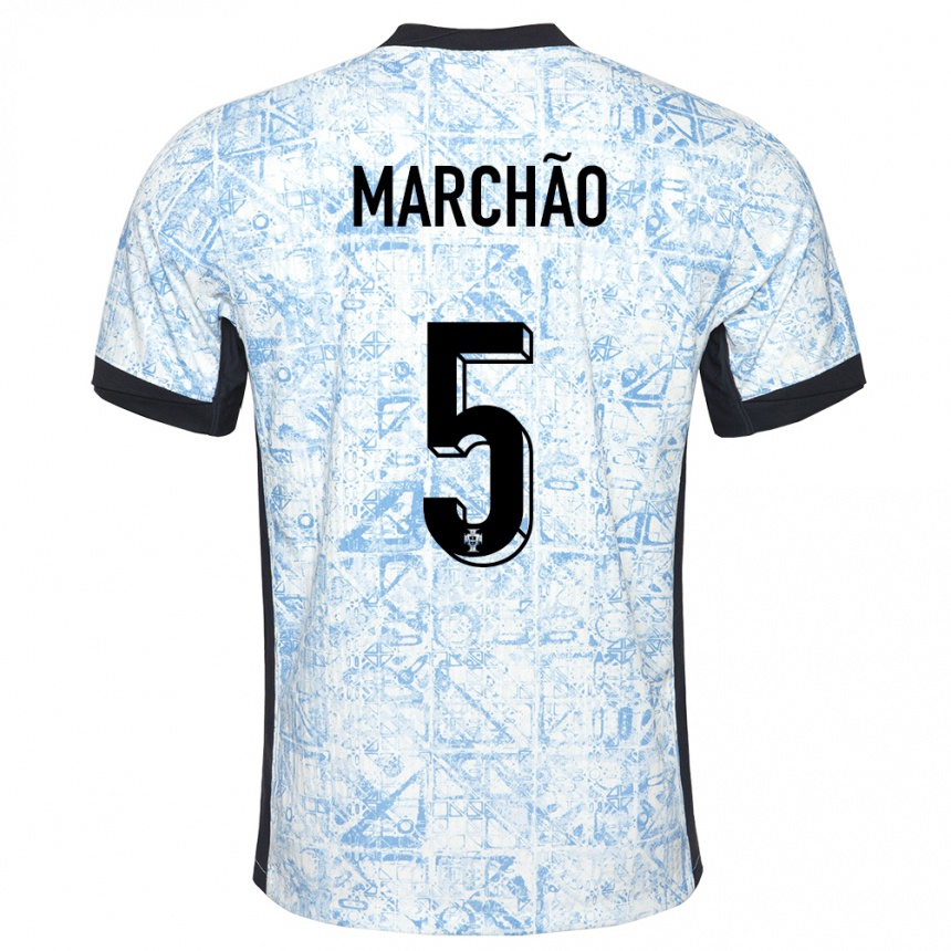 Kids Football Portugal Joana Marchao #5 Cream Blue Away Jersey 24-26 T-Shirt Za