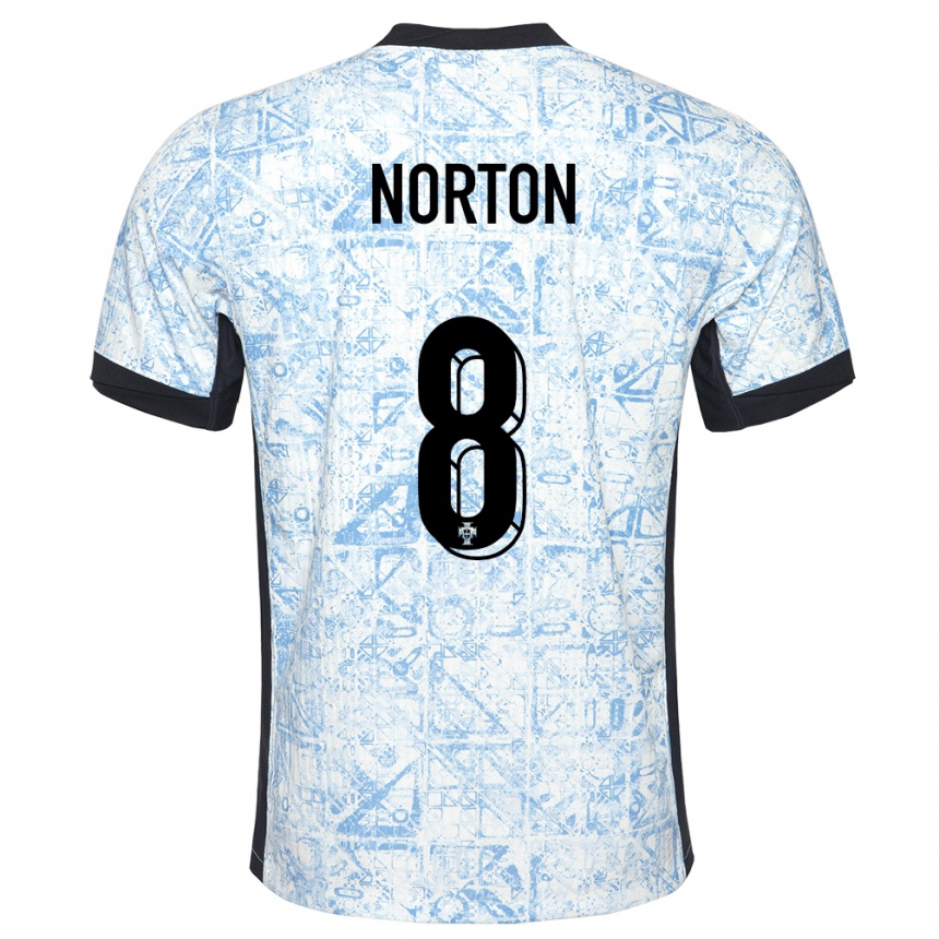 Kids Football Portugal Andreia Norton #8 Cream Blue Away Jersey 24-26 T-Shirt Za