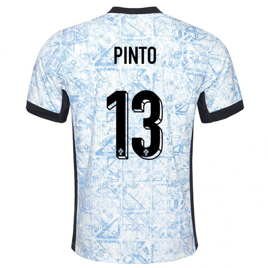 Kids Football Portugal Fatima Pinto #13 Cream Blue Away Jersey 24-26 T-Shirt Za