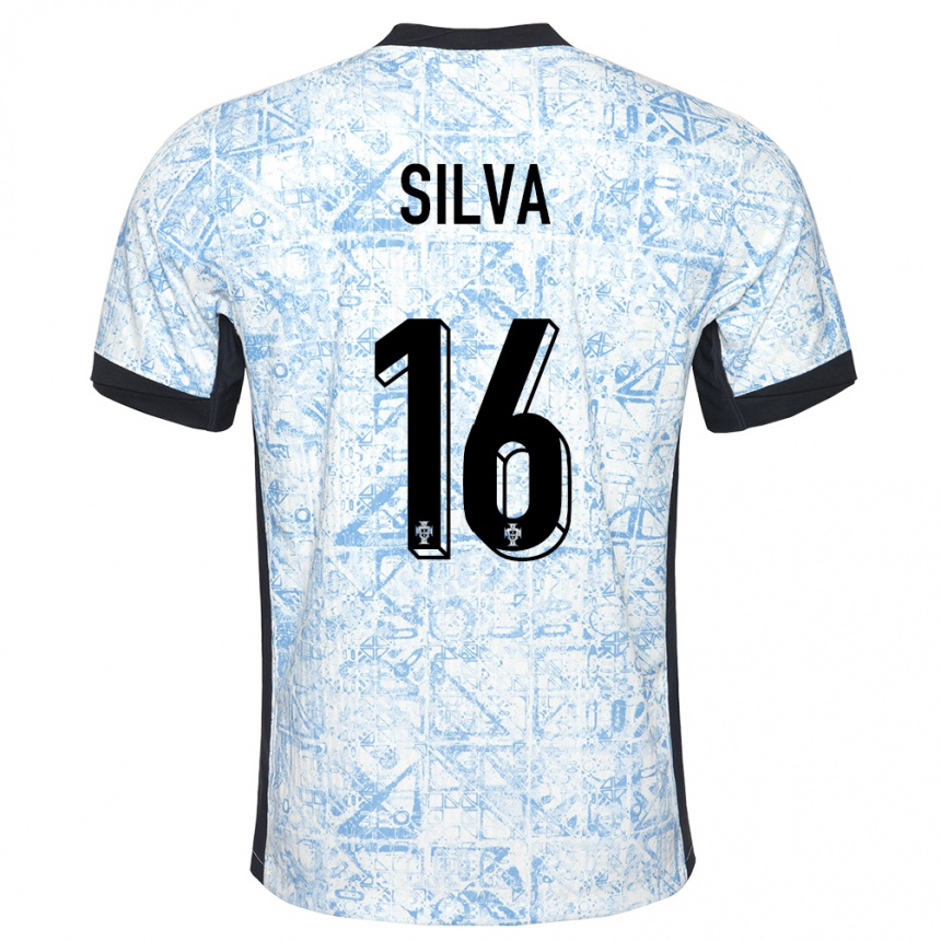 Kids Football Portugal Diana Silva #16 Cream Blue Away Jersey 24-26 T-Shirt Za