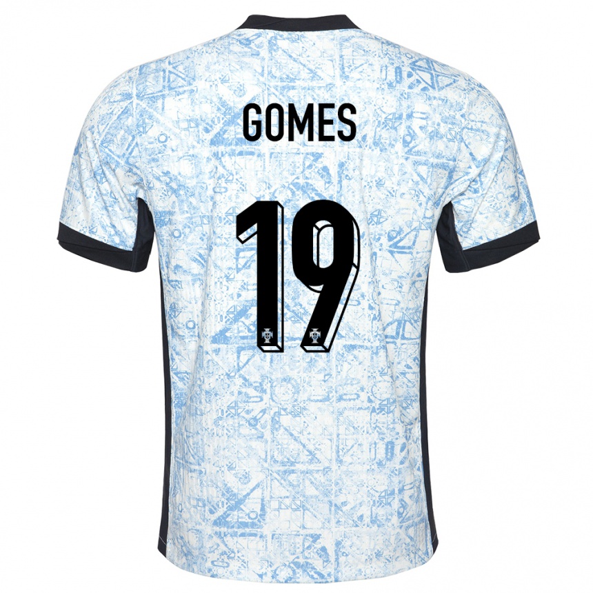 Kids Football Portugal Diana Gomes #19 Cream Blue Away Jersey 24-26 T-Shirt Za