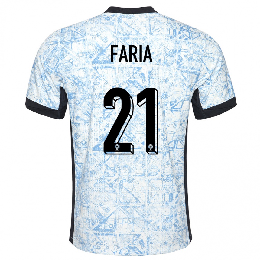 Kids Football Portugal Andreia Faria #21 Cream Blue Away Jersey 24-26 T-Shirt Za