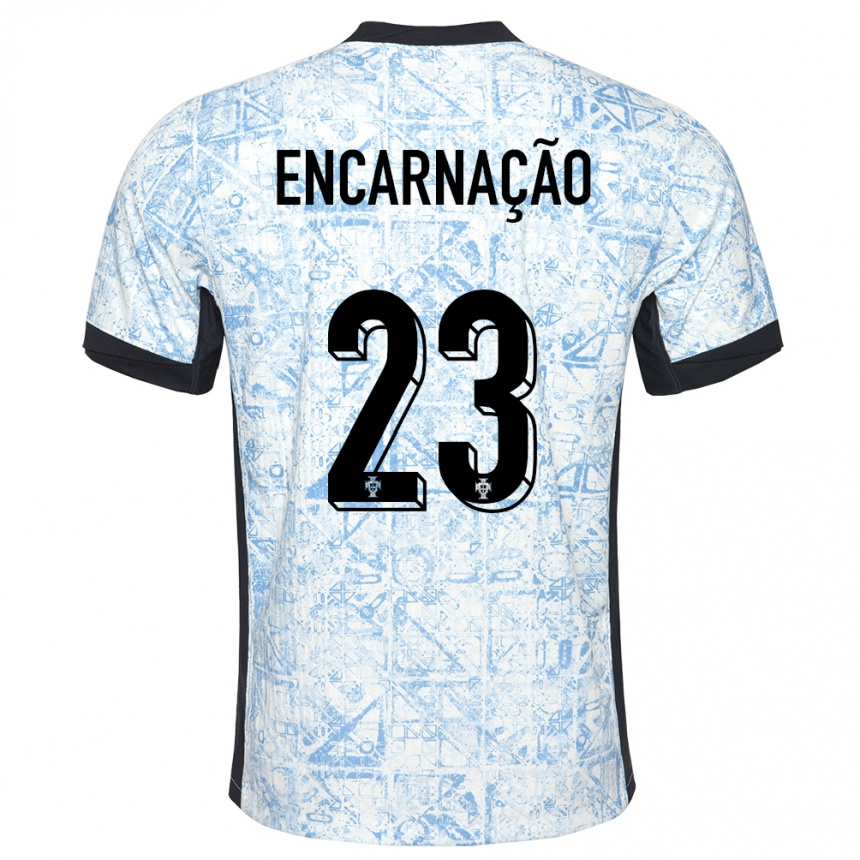 Kids Football Portugal Telma Encarnacao #23 Cream Blue Away Jersey 24-26 T-Shirt Za