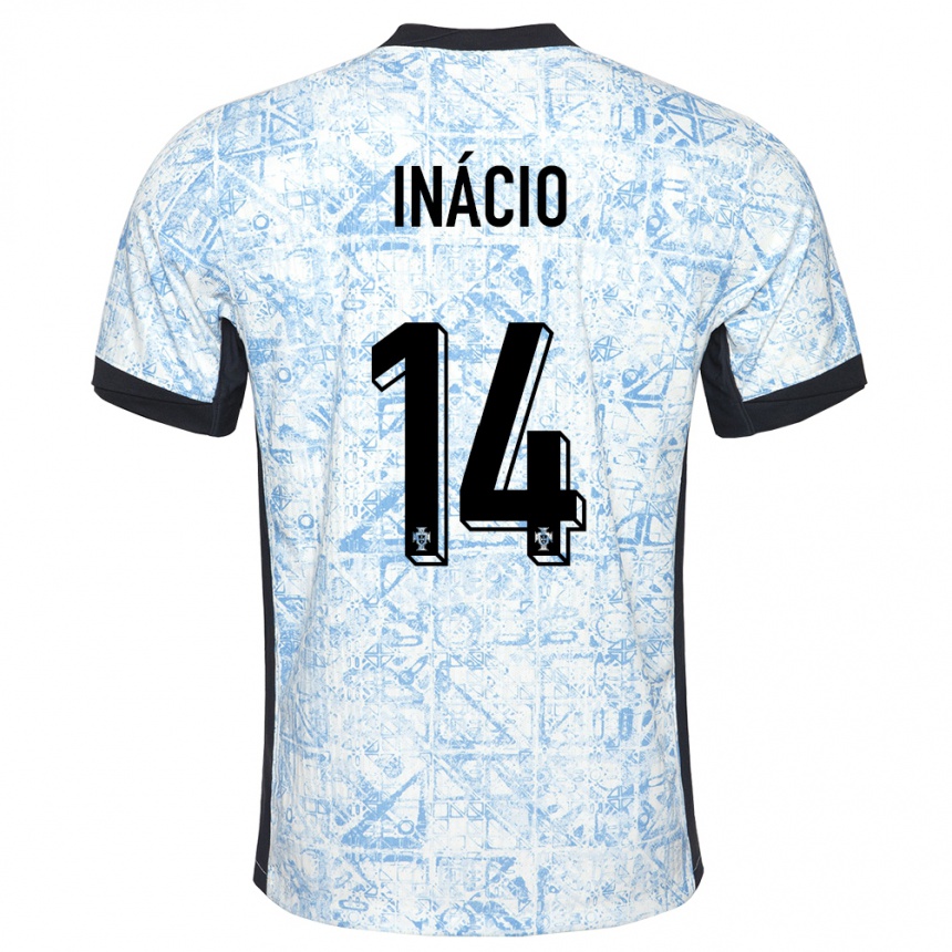 Kids Football Portugal Goncalo Inacio #14 Cream Blue Away Jersey 24-26 T-Shirt Za