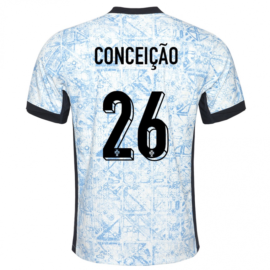 Kids Football Portugal Francisco Conceicao #26 Cream Blue Away Jersey 24-26 T-Shirt Za