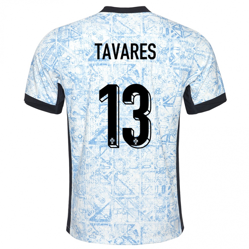 Kids Football Portugal Nuno Tavares #13 Cream Blue Away Jersey 24-26 T-Shirt Za