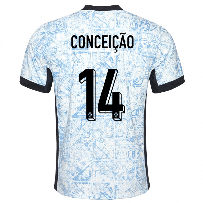 Kids Football Portugal Rodrigo Conceicao #14 Cream Blue Away Jersey 24-26 T-Shirt Za