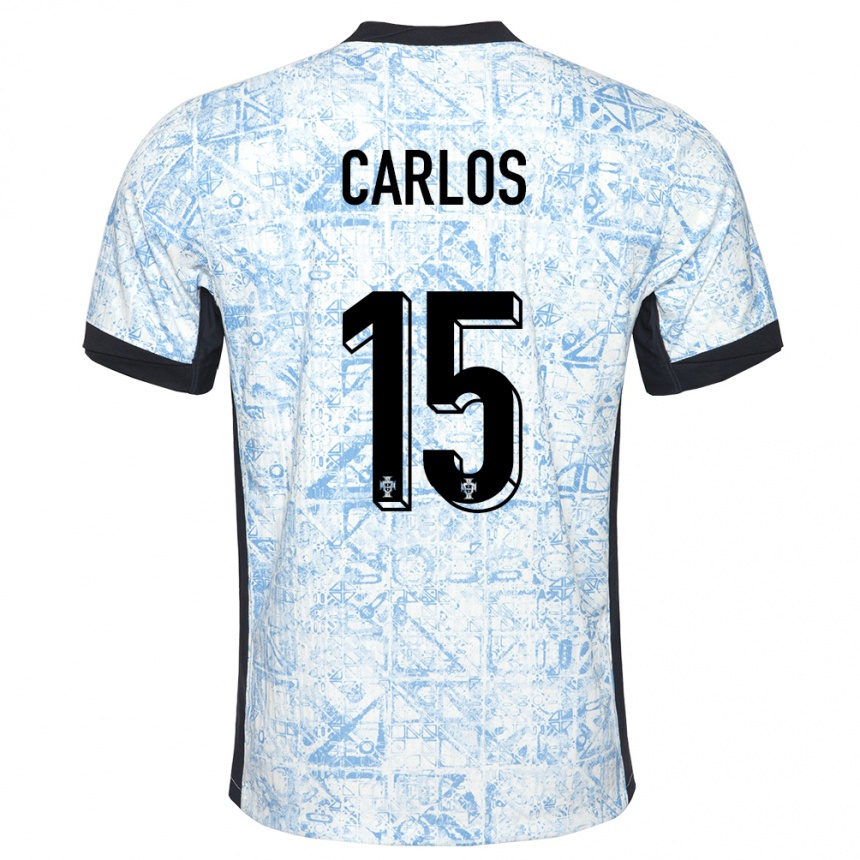 Kids Football Portugal Ze Carlos #15 Cream Blue Away Jersey 24-26 T-Shirt Za