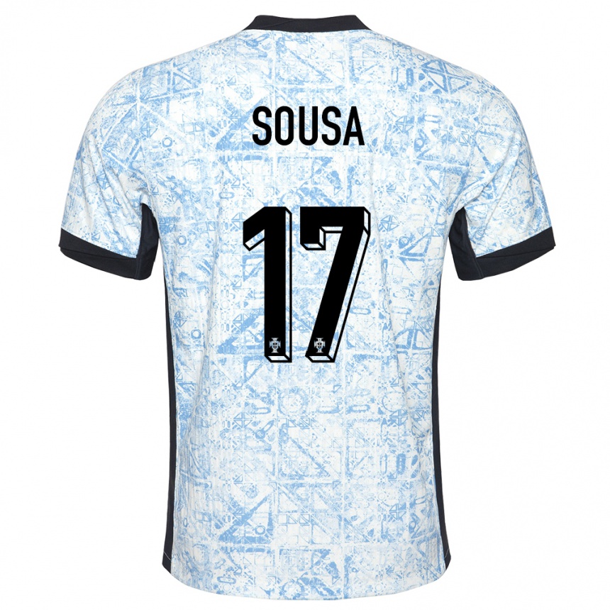 Kids Football Portugal Vasco Sousa #17 Cream Blue Away Jersey 24-26 T-Shirt Za