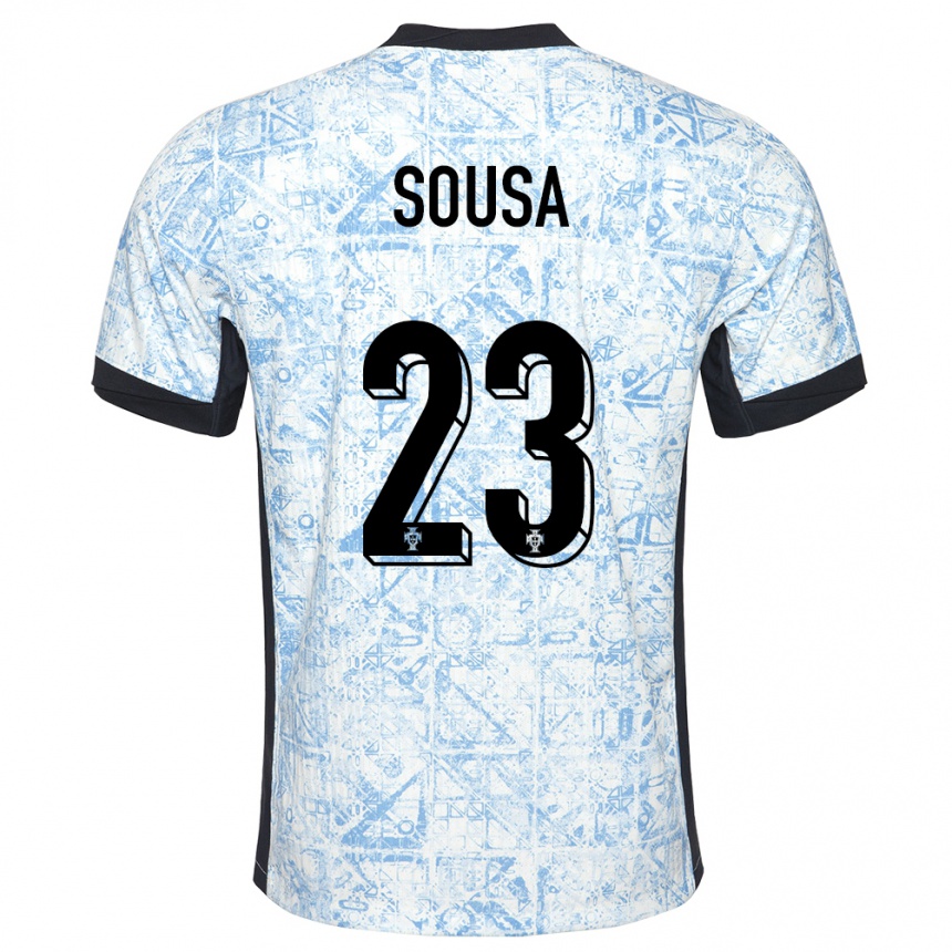 Kids Football Portugal Afonso Sousa #23 Cream Blue Away Jersey 24-26 T-Shirt Za