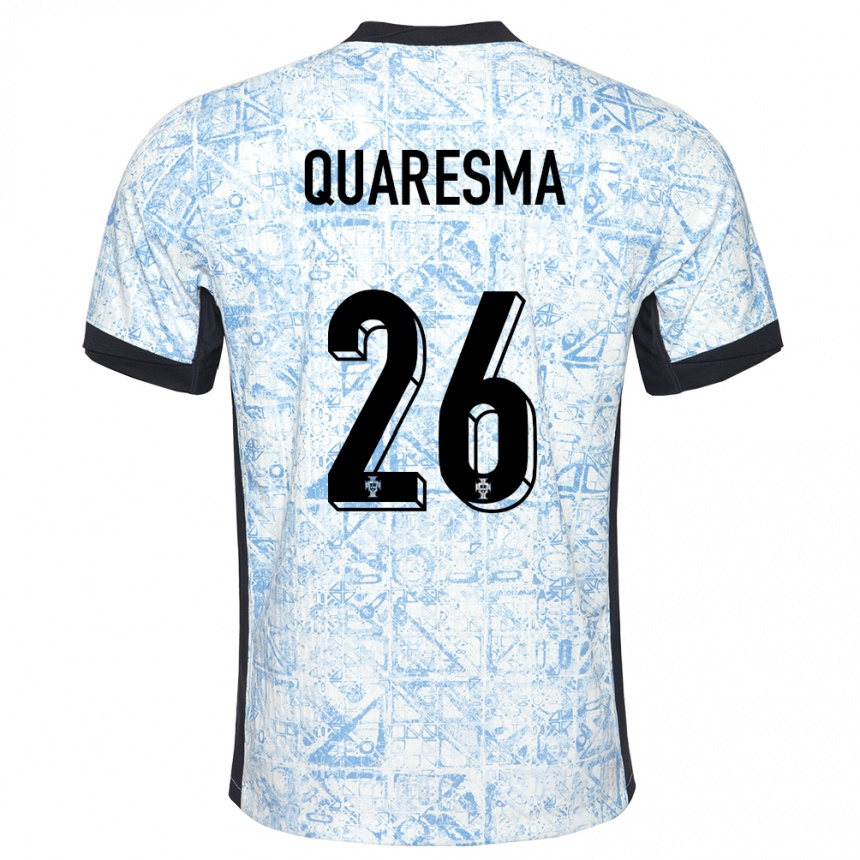 Kids Football Portugal Eduardo Quaresma #26 Cream Blue Away Jersey 24-26 T-Shirt Za