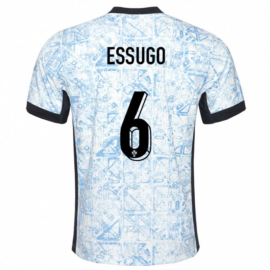 Kids Football Portugal Dario Essugo #6 Cream Blue Away Jersey 24-26 T-Shirt Za