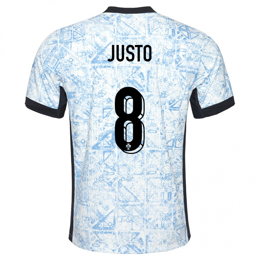 Kids Football Portugal Samuel Justo #8 Cream Blue Away Jersey 24-26 T-Shirt Za