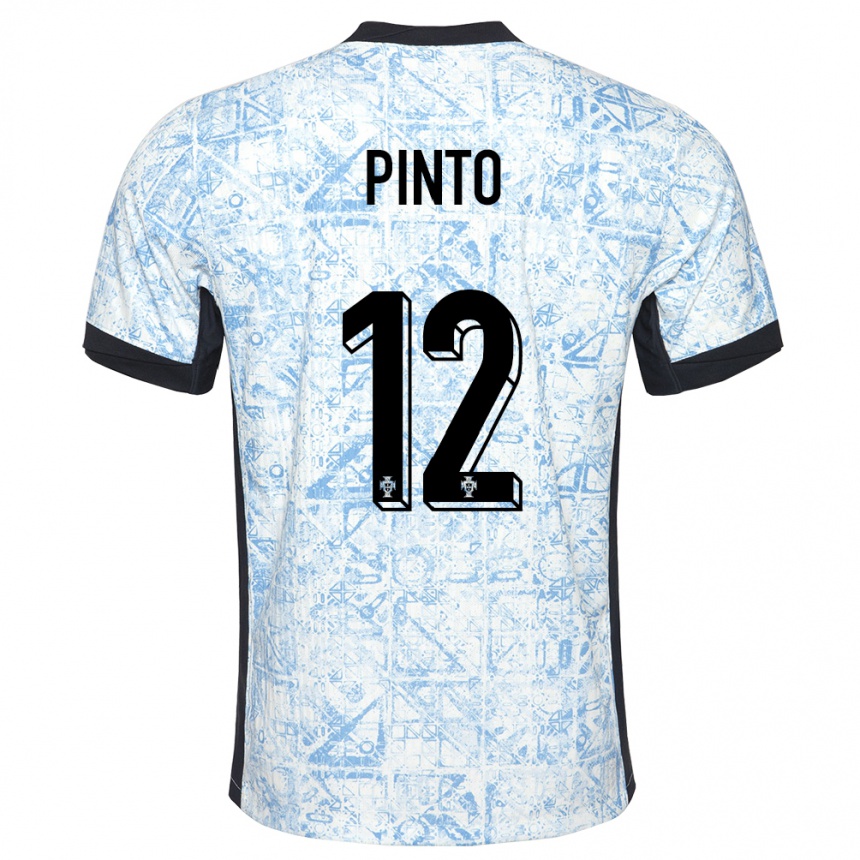 Kids Football Portugal Diogo Pinto #12 Cream Blue Away Jersey 24-26 T-Shirt Za