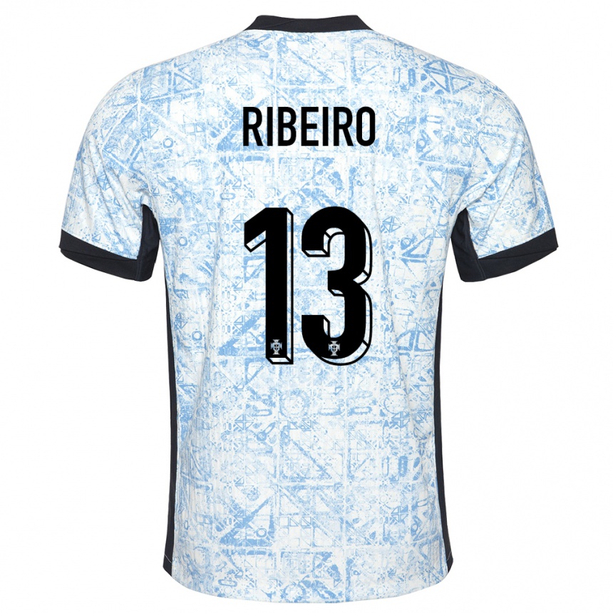 Kids Football Portugal Antonio Ribeiro #13 Cream Blue Away Jersey 24-26 T-Shirt Za