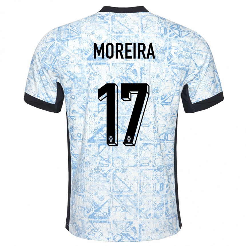 Kids Football Portugal Afonso Moreira #17 Cream Blue Away Jersey 24-26 T-Shirt Za